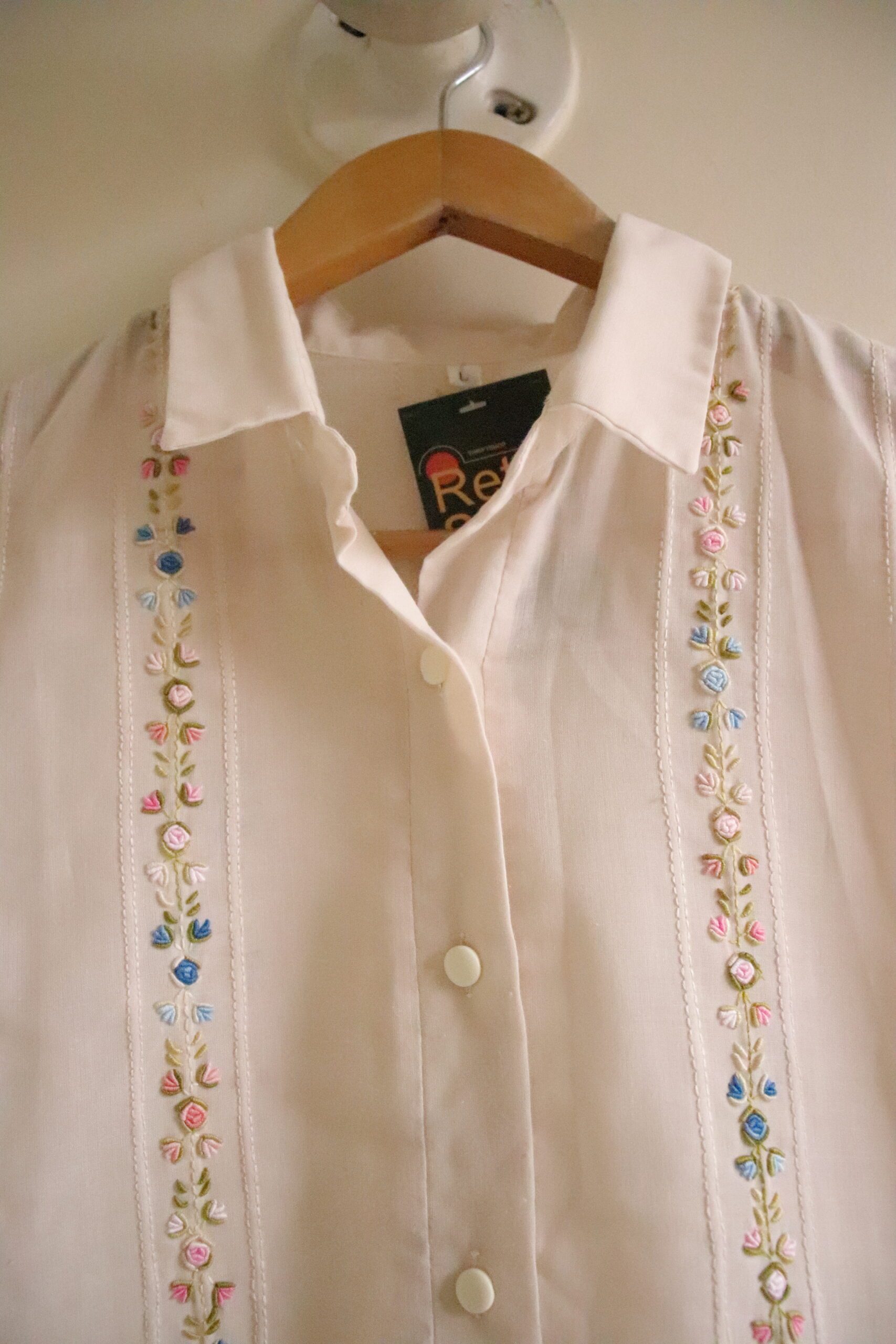 Camisa Bordada Crema – Talla L