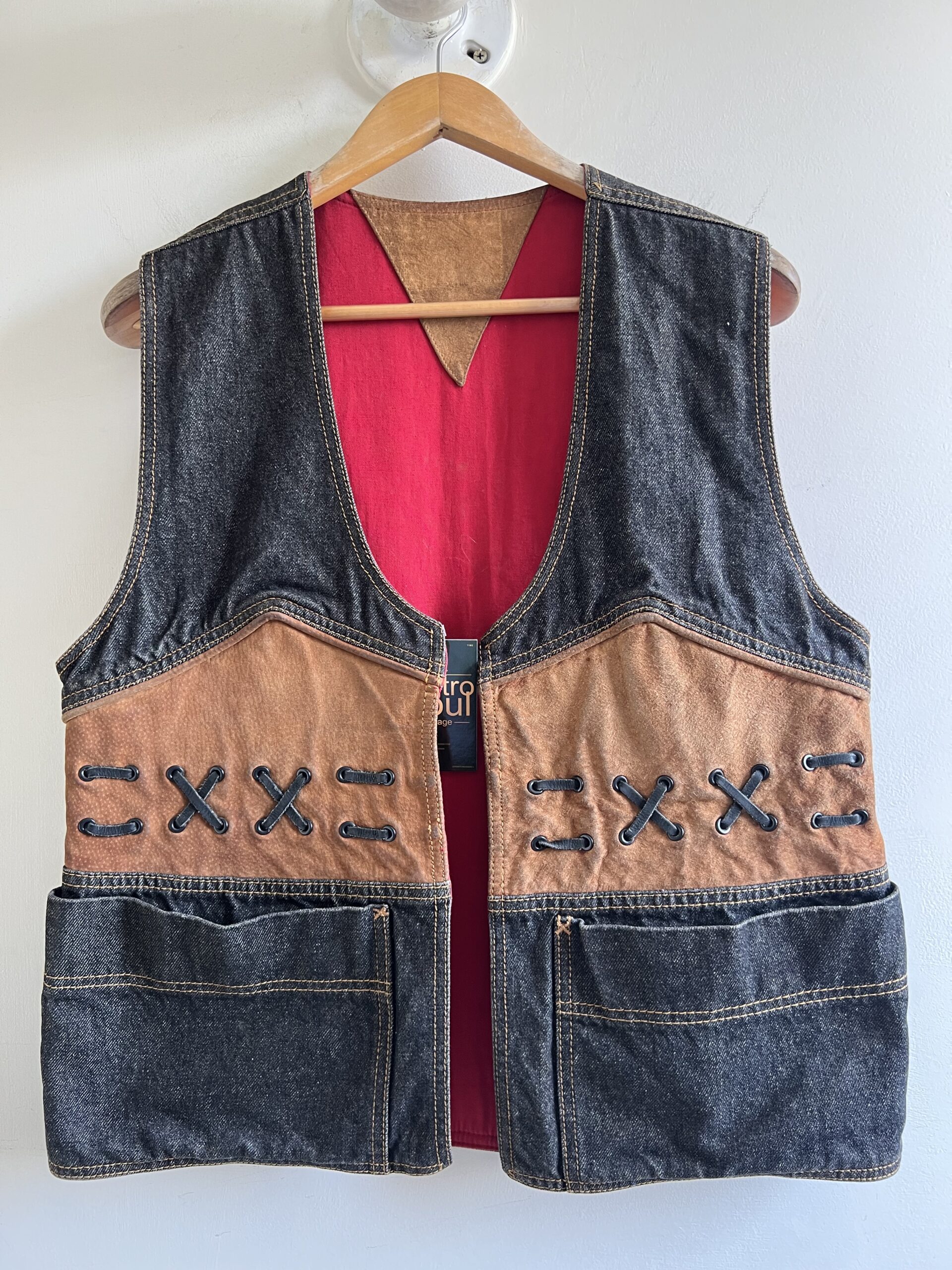 Chaleco Denim y Cuero – Talla M